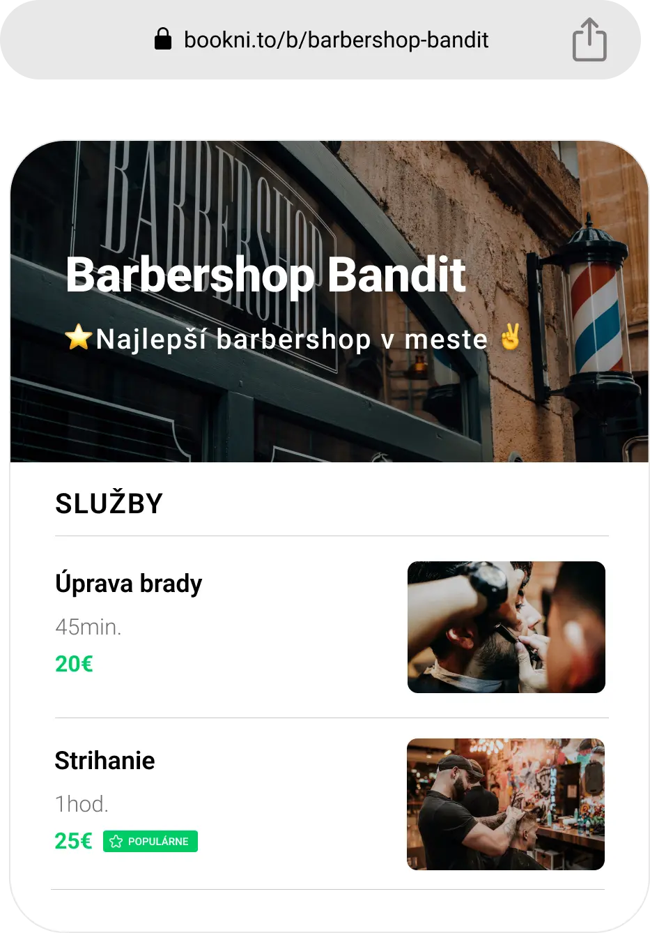 Online rezervácie screenshot